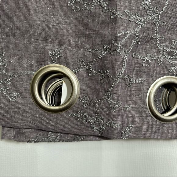 NWT Alvera Grommet Window Embroidered Panel Pair Silver 76” W X 84”L - Picture 5 of 5